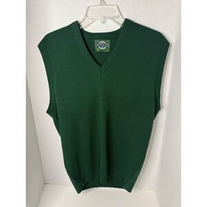 Janzen Men's V-Neck Sleeveless Sweater Vest Green Size L Classic Golf Casual